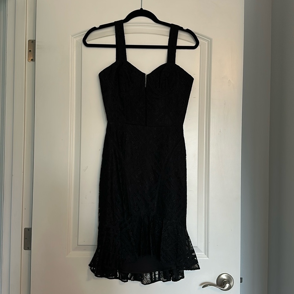 Wayf Black Lace Midi Dress - XS